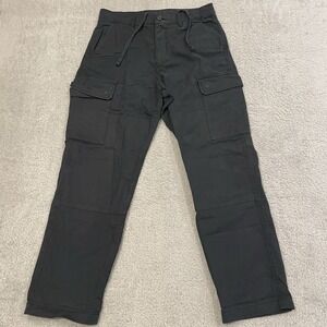 Uniqlo Cargo Pants Mens M 32x30 Navy Cotton Blend Relaxed Straight Drawstring